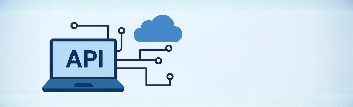 API concept illustration showing software integration and automated data exchange between systems